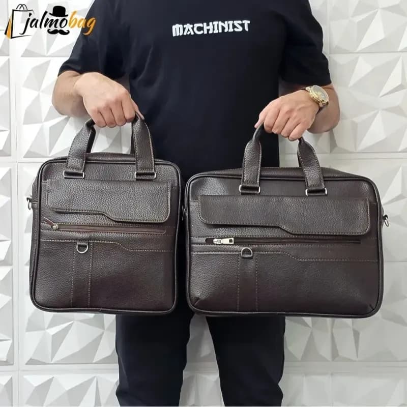 کیف اداری لپتاپی چرمی حلقه دار دو خانه دستی و دوشی — تصویر ۵