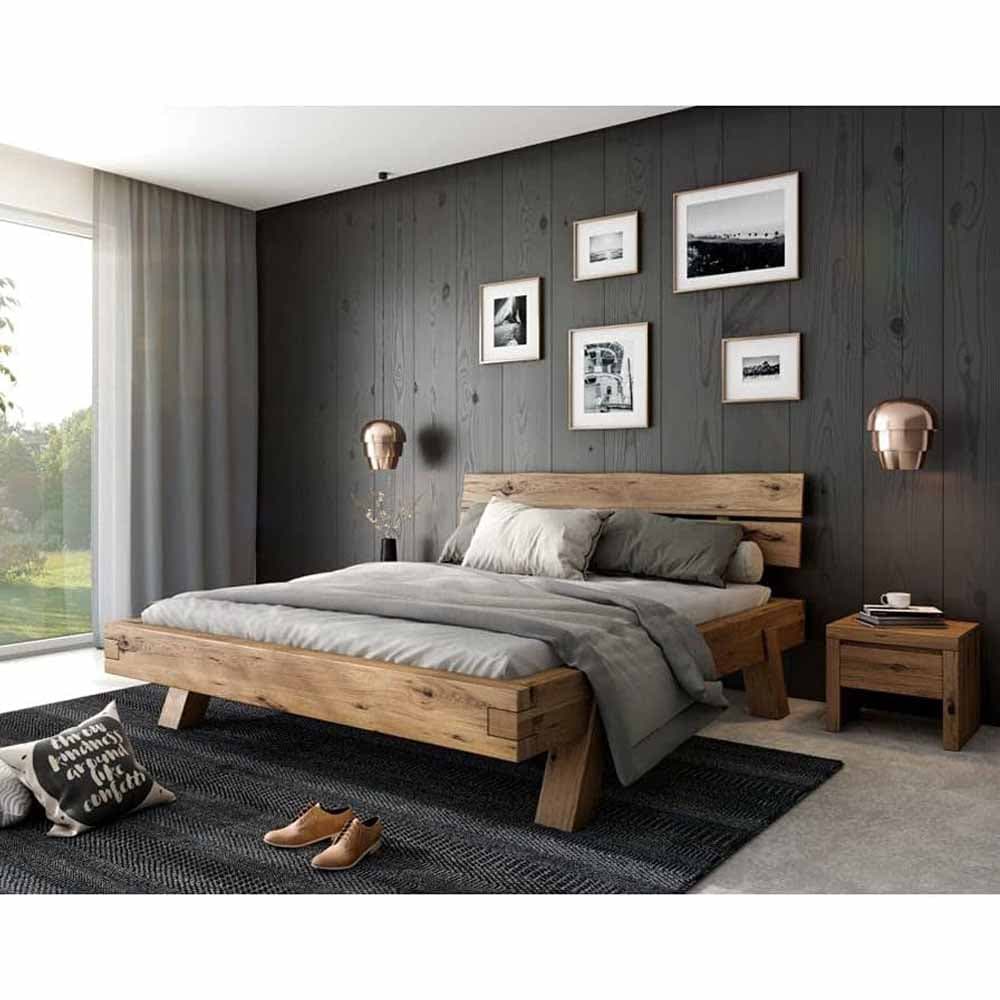 تخت خواب چوبی روستیک دو نفره آماندا