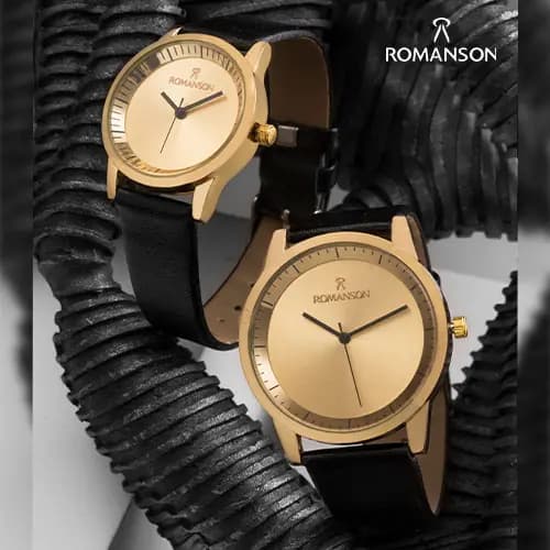 ست ساعت مردانه زنانه Romanson مدل W8546 (مشکی طلایی)