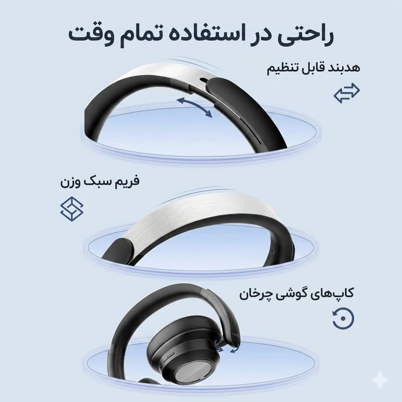 هدست بلوتوثی الدینیو مدل H01 ANC RGB — تصویر ۳