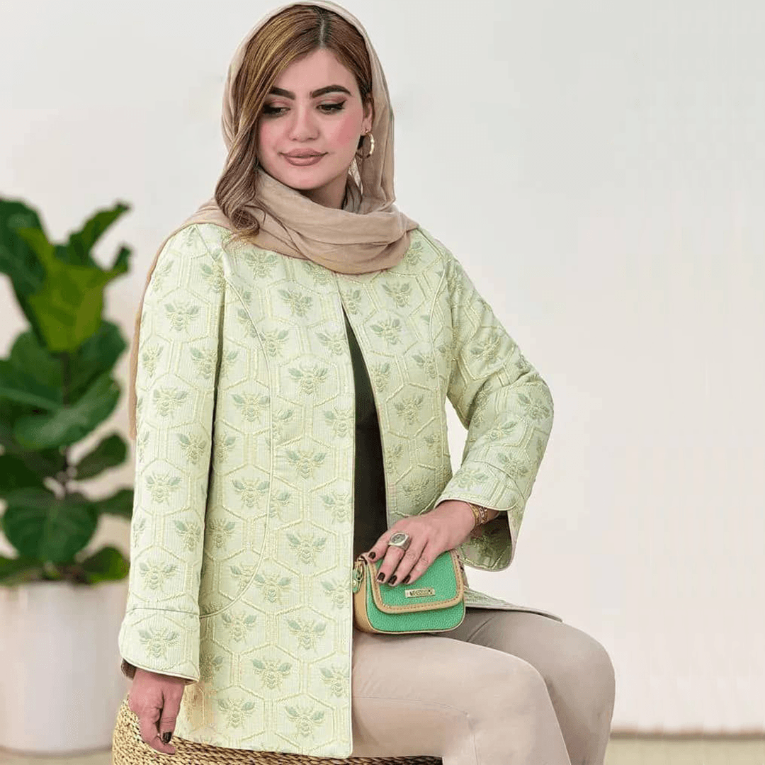 مانتو کتی زنانه مزونی ژاکارد_شیکان — تصویر ۴