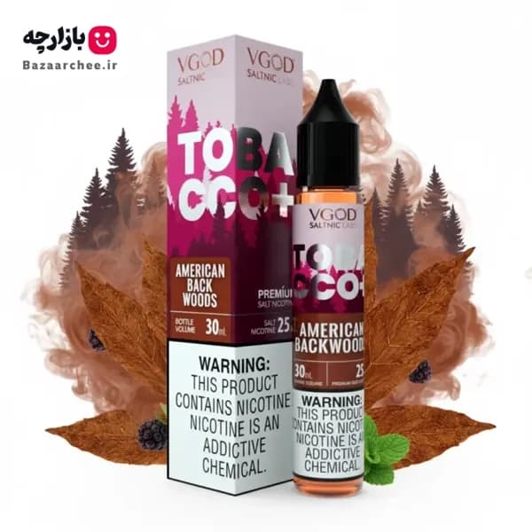 سالت نیکوتین توباکو پلاس آمریکن بک وودز ویگاد | VGOD Tobacco Plus American Backwoods SaltNic — تصویر ۲