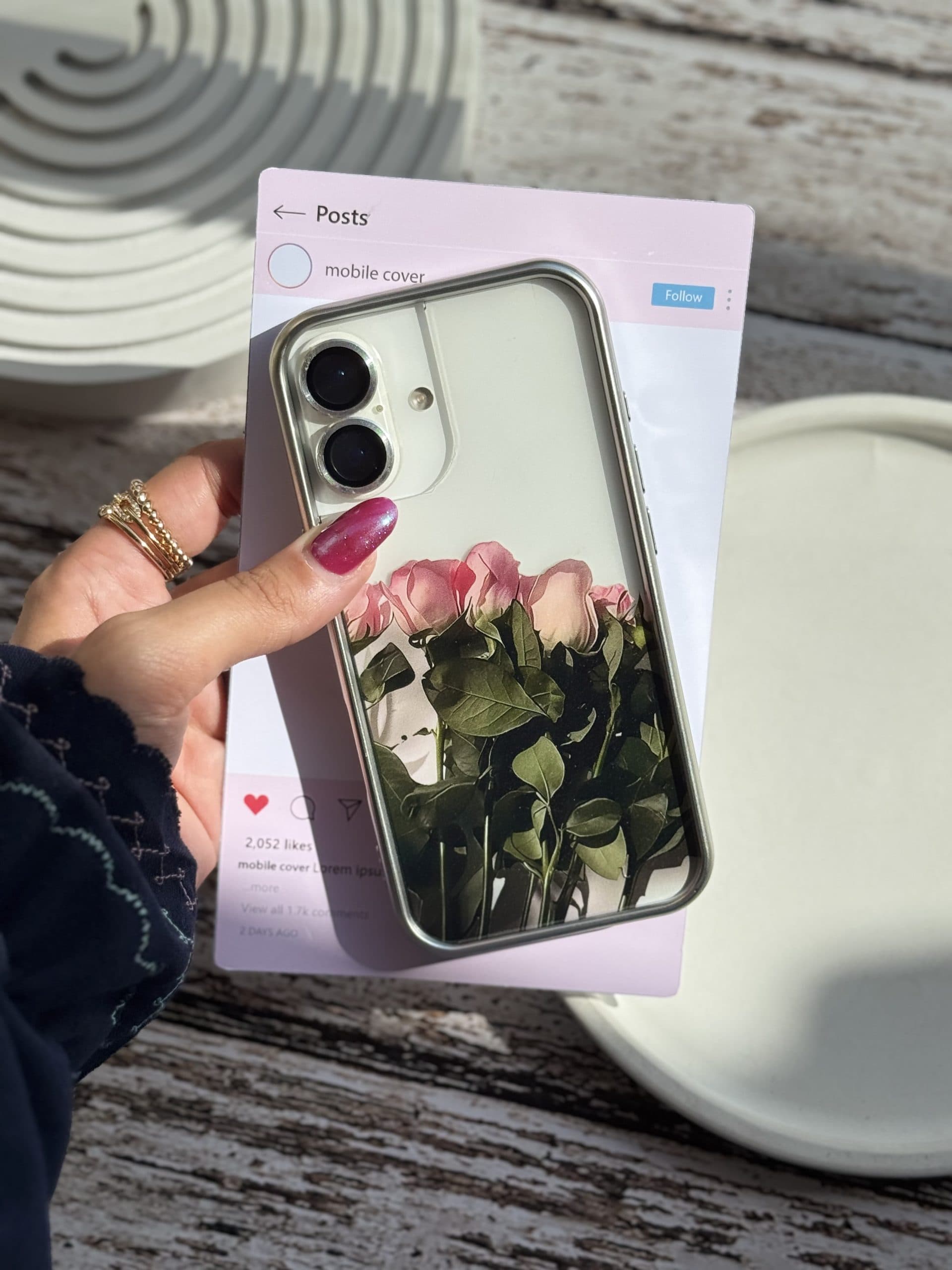 قاب گل رز صورتی برای گوشی های آیفون — تصویر ۵