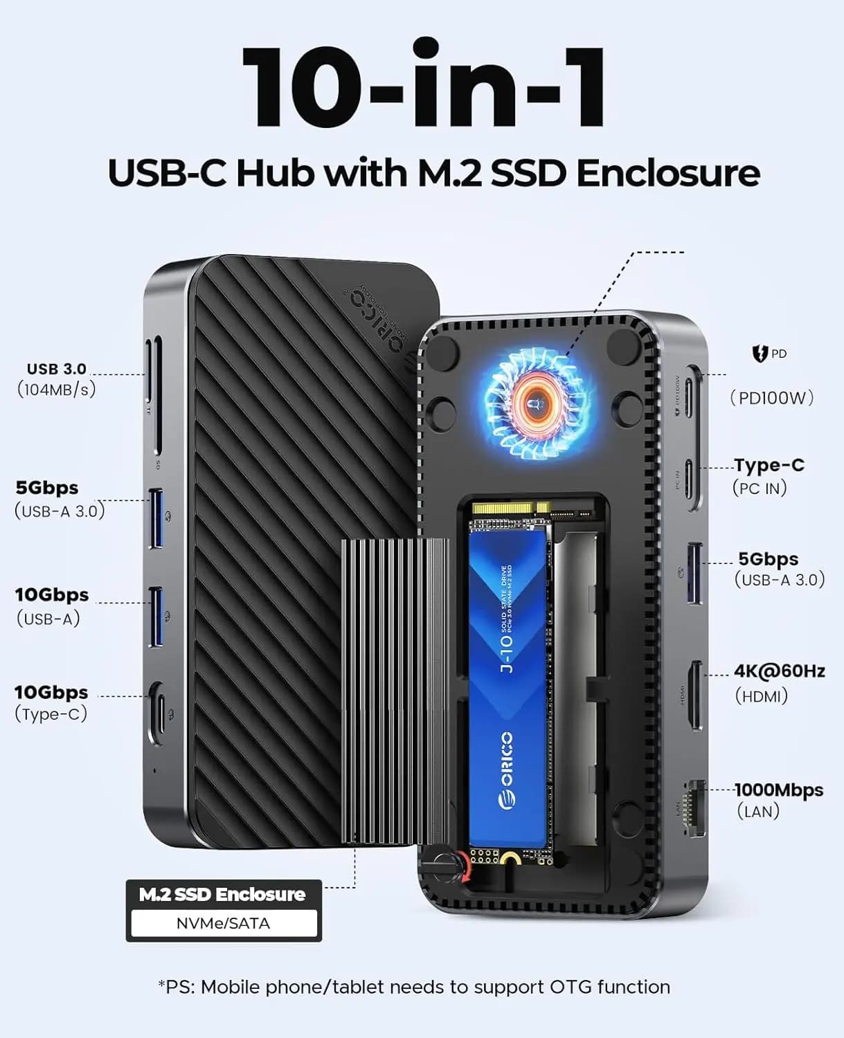 داک استیشن اوریکو با محفظه هارد M.2 مدل DPM2P9-V1 — تصویر ۸