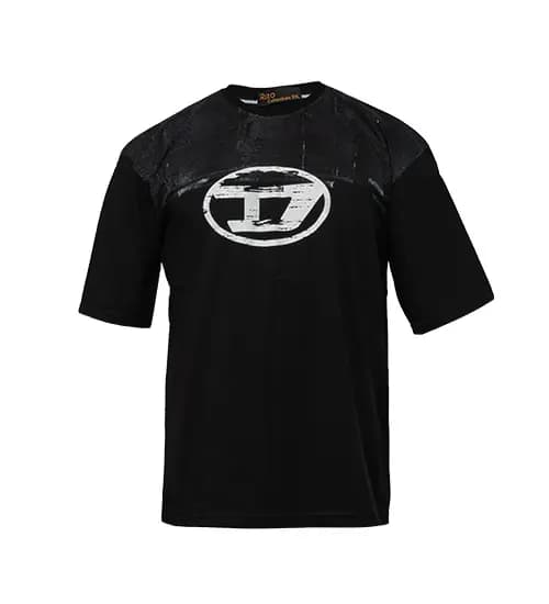 تیشرت لش Diesel یقه گرد مردانه مشکی طرح دار مدل 46938