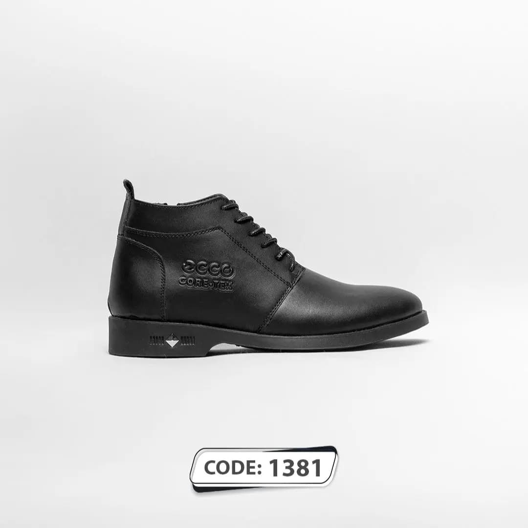 نیم بوت تمام مشکی ecco بغل زیپ زیره تمام مشکی با نگین (کد1381)