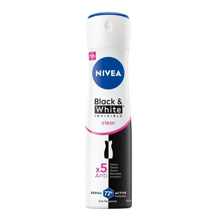 اسپری دئودرانت زنانه نیوآ Nivea مدل Black & White Invisible Clear
