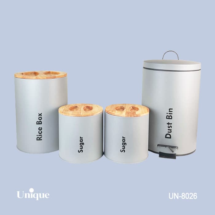 ست 4 پارچه طوسی روشن درب بامبو یونیک کد UN-8026
