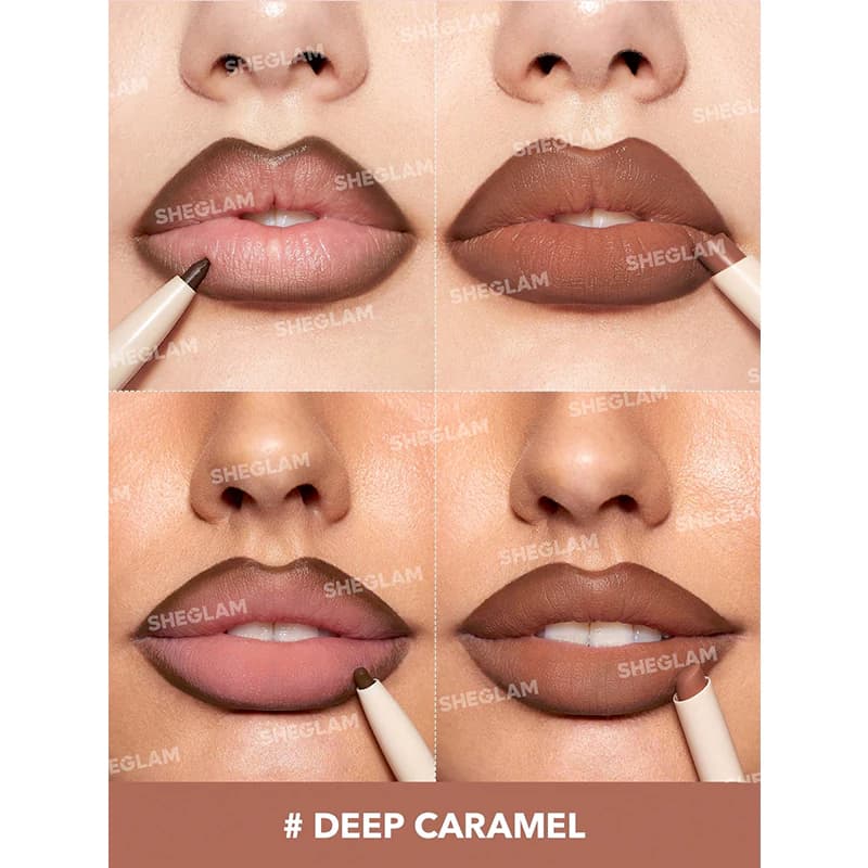 رژ لب و خط لب دو طرفه مات شیگلم رنگ DEEP CARAMEL — تصویر ۴