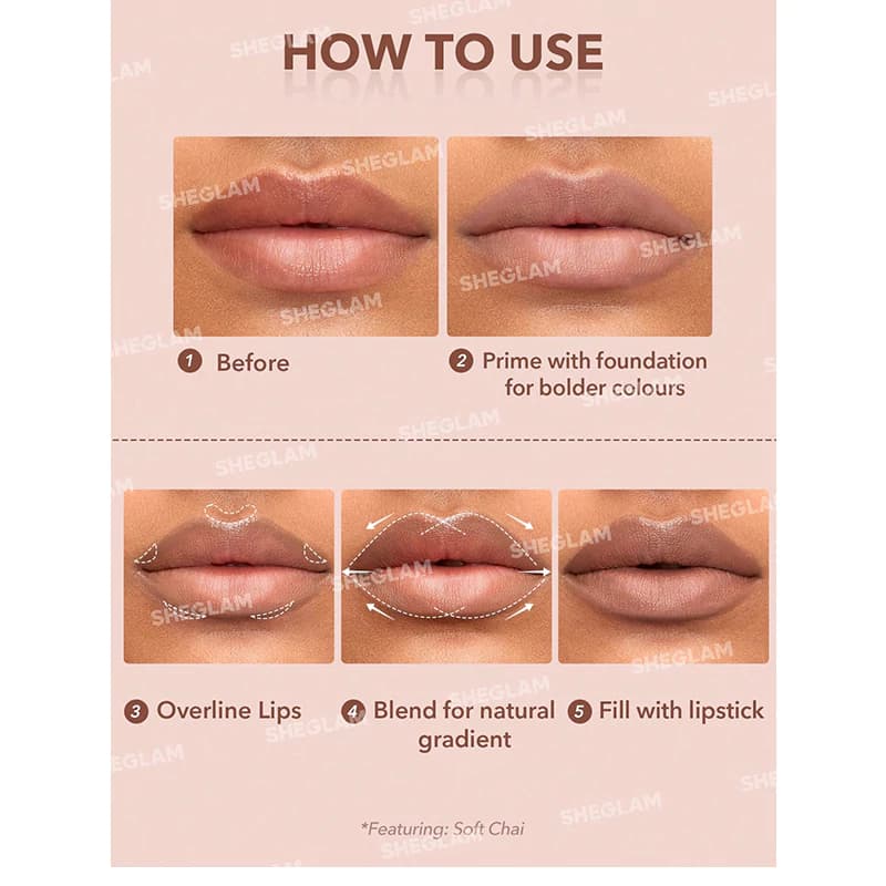 رژ لب و خط لب دو طرفه مات شیگلم رنگ DEEP CARAMEL — تصویر ۵
