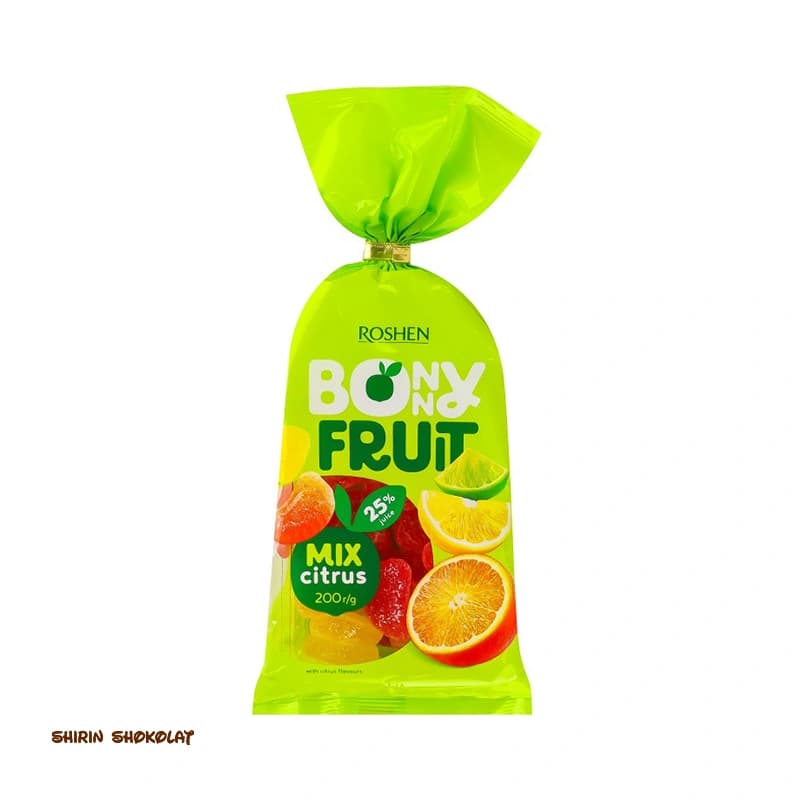 پاستیل ژله‌ای و شکری روشن Roshen Bonny Fruit در 3 طعم 200 گرمی — تصویر ۲