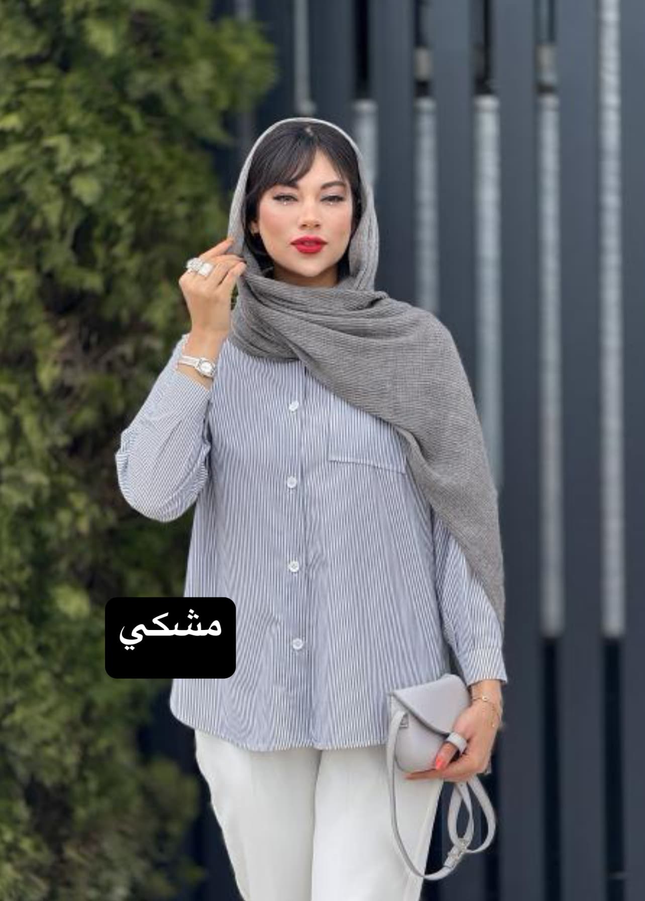 شومیز راه راه تک جیب کد 18609 — تصویر ۲