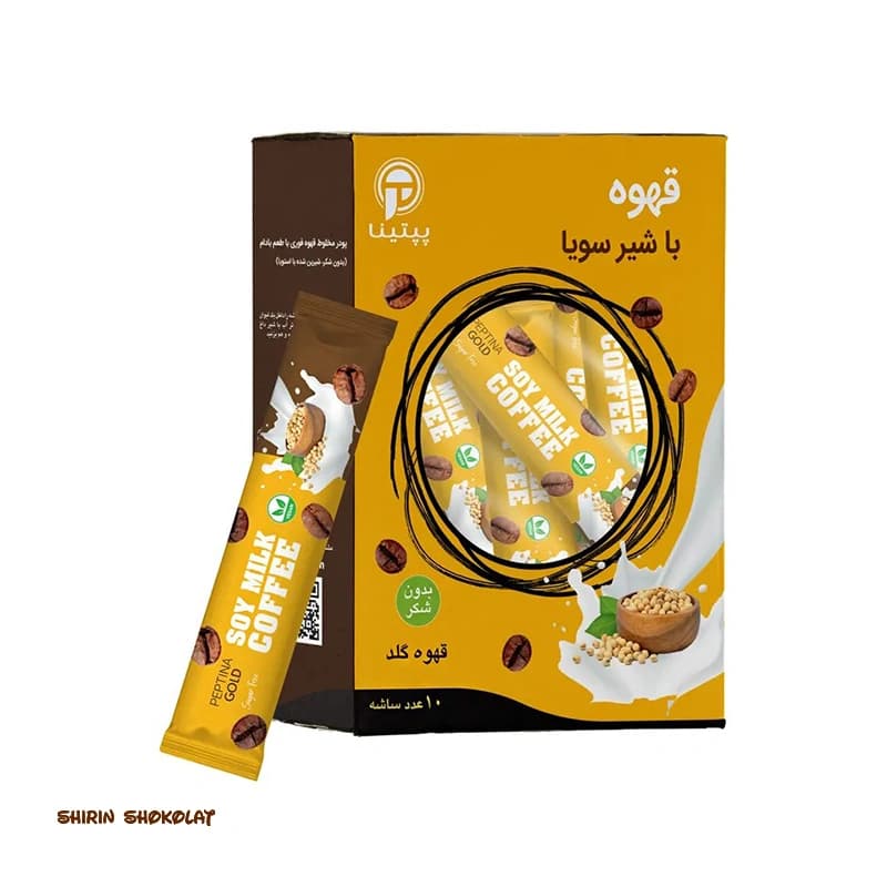 پودر قهوه بدون شکر پپتینا Peptina با شیر سویا بسته 10 عددی