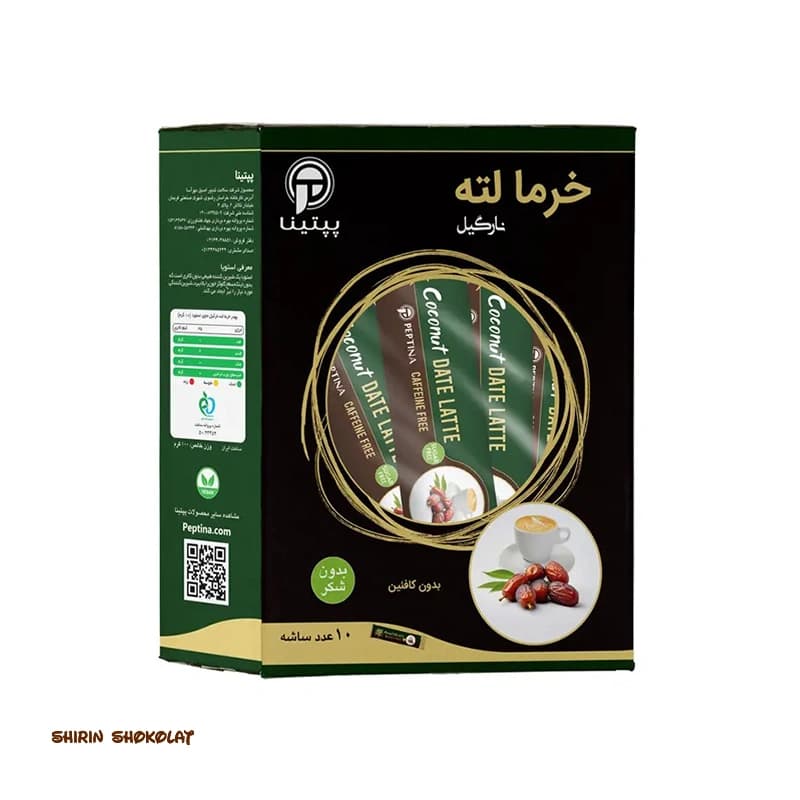 پودر خرما لته بدون کافئین پپتینا Peptina با طعم نارگیل بسته 10 عددی