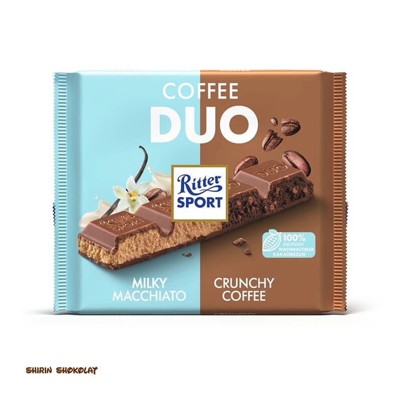 شکلات تخته ای مغزدار ریتر اسپرت Ritter Sport سری Duo وزن 218 گرم — تصویر ۳