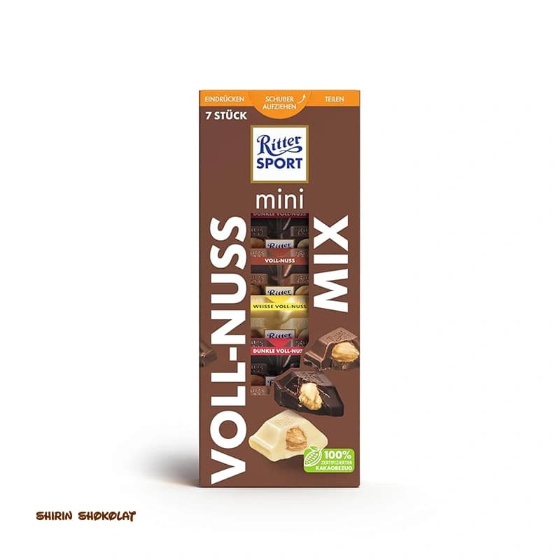 شکلات مینی میکس مغزدار ریتر اسپرت Ritter Sport در 3 طعم — تصویر ۲