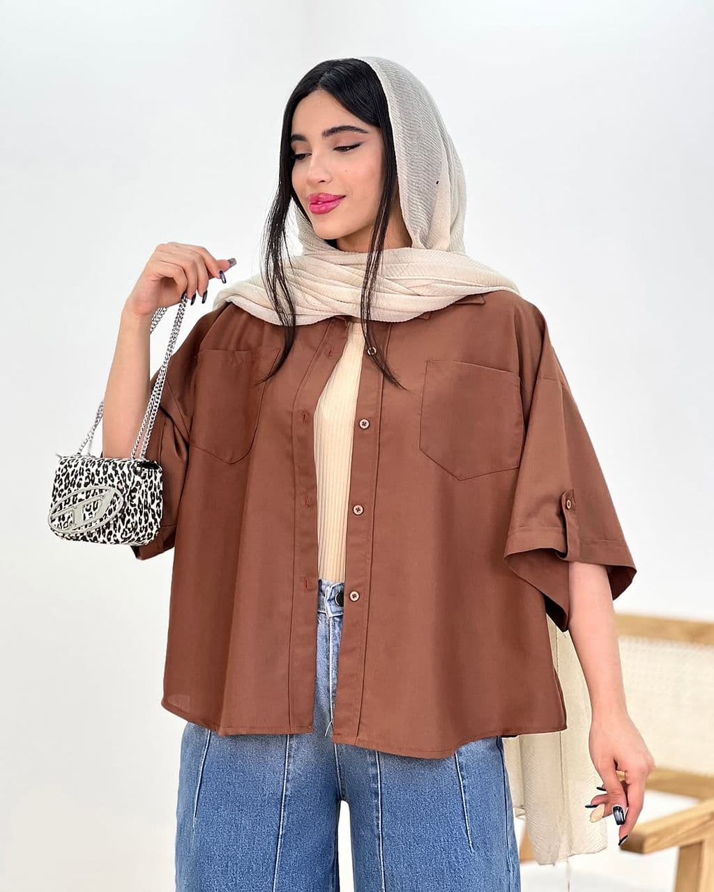 مانتو شوميزي نيلي T كد 681578 — تصویر ۲