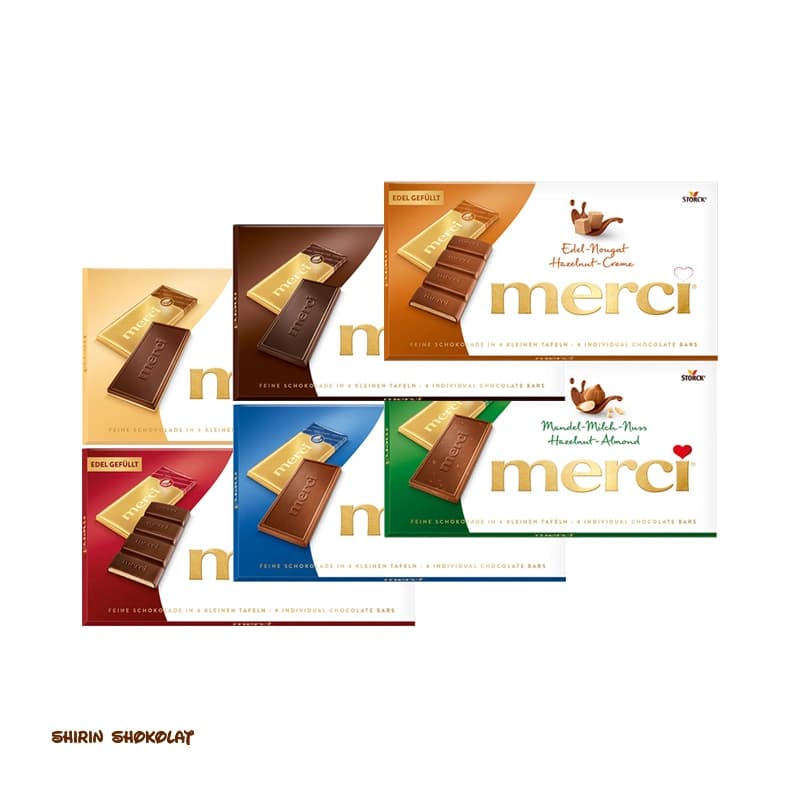 شکلات تخته‌ای مرسی merci وزن 100 گرم