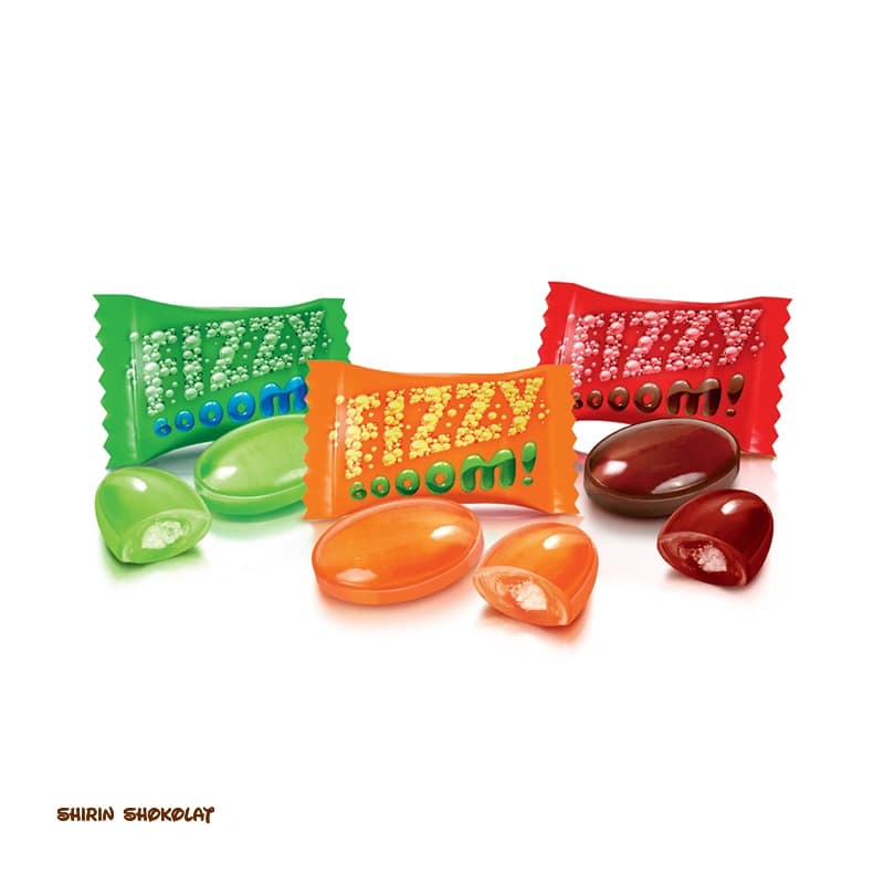 آبنبات گازدار فیزی بوم روشن Fizzy Boom با مغز پودری پک 250 گرم — تصویر ۲