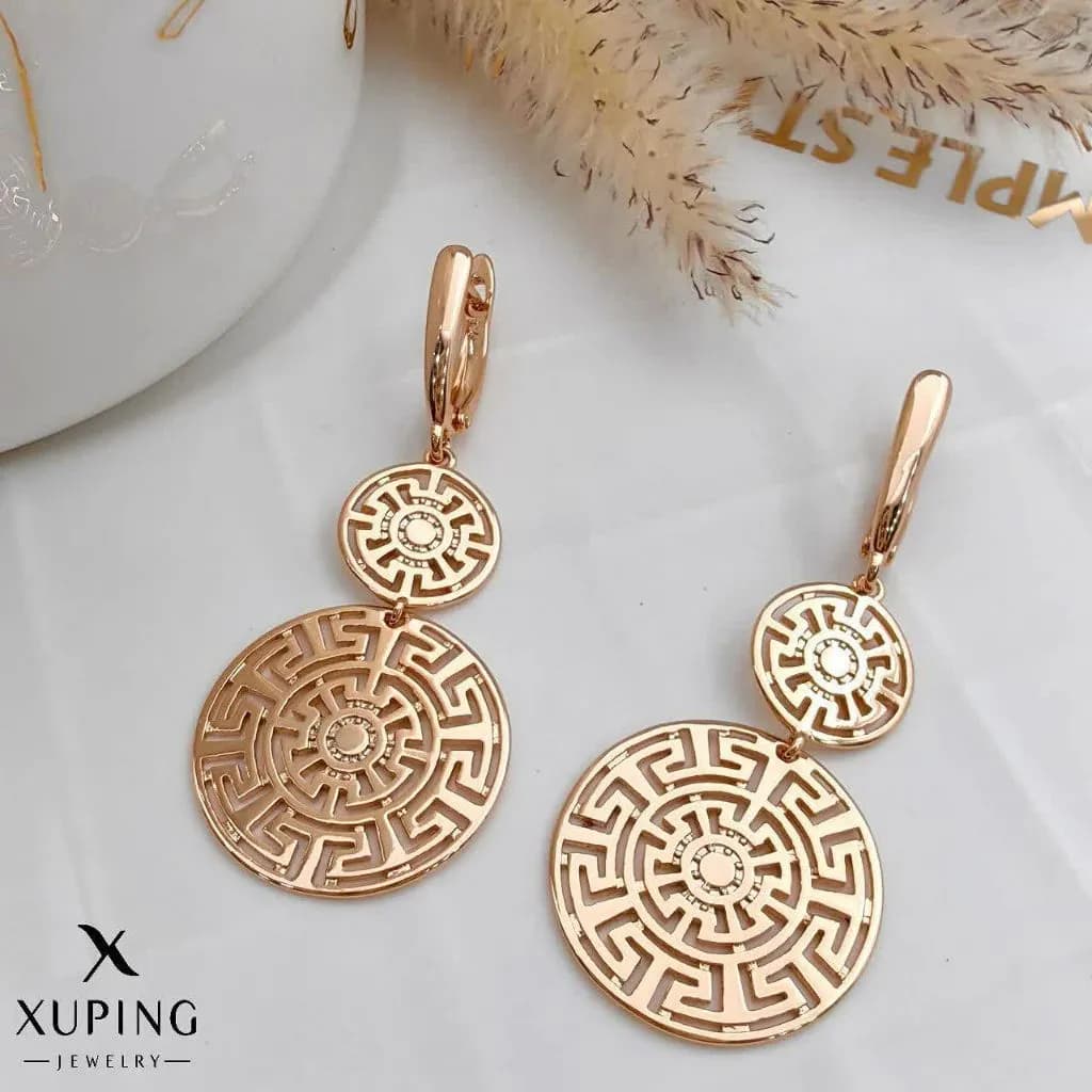 گوشواره آویز ورساچه آبکاری طلا ژوپینگ کد 2585