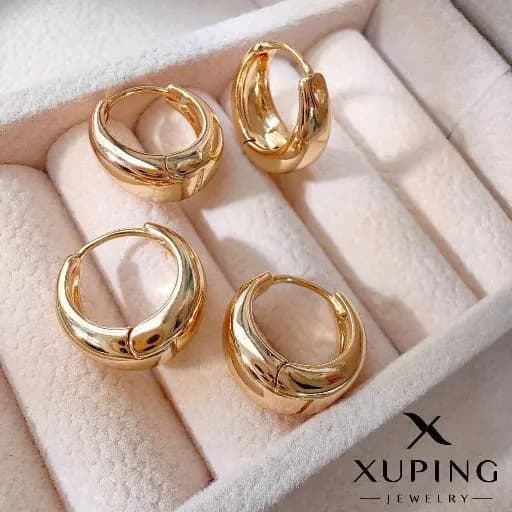 گوشواره آیینهای حلقه ای ساده طرح طلا ژوپینگ کد ۱۸۴۷