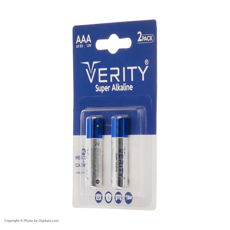 باتری نیم قلمی وریتی مدل LR03-S Super Alkaline بسته 2 عددی | Verity AAA LR03-S Super Alkaline — تصویر ۲