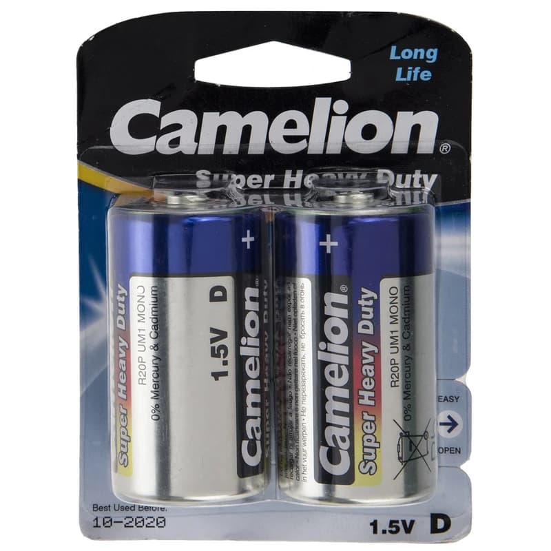 باتری D کملیون مدل Super Heavy Duty بسته 2 عددی | Camelion D Super Heavy Duty