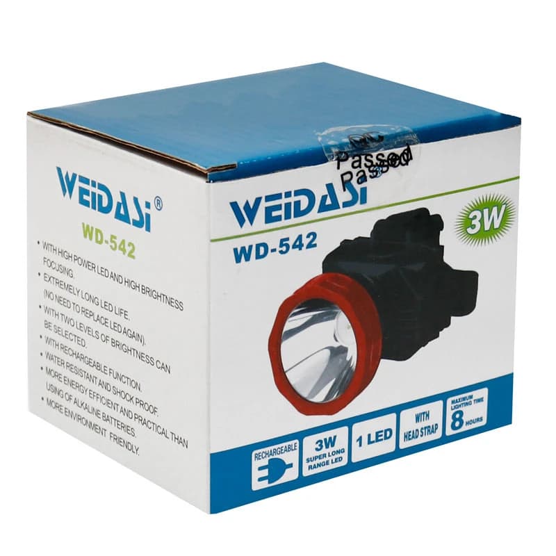 چراغ قوه پیشانی هدلایت شارژی WEIDASI WD-542 — تصویر ۱۰