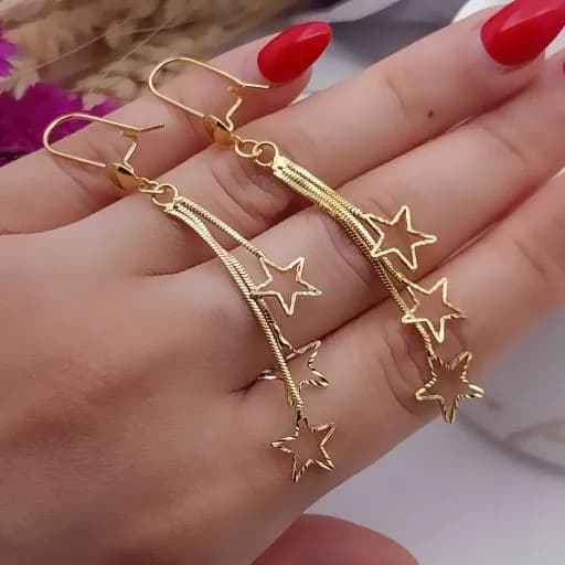 گوشواره آویز طرح ستاره سیتی گلد ۱۱۹۸