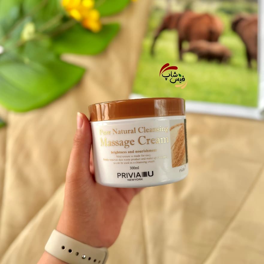 کرم ماساژ برنج آبرسان و ضدلک صورت و بدن پریویا 300 ml — تصویر ۲