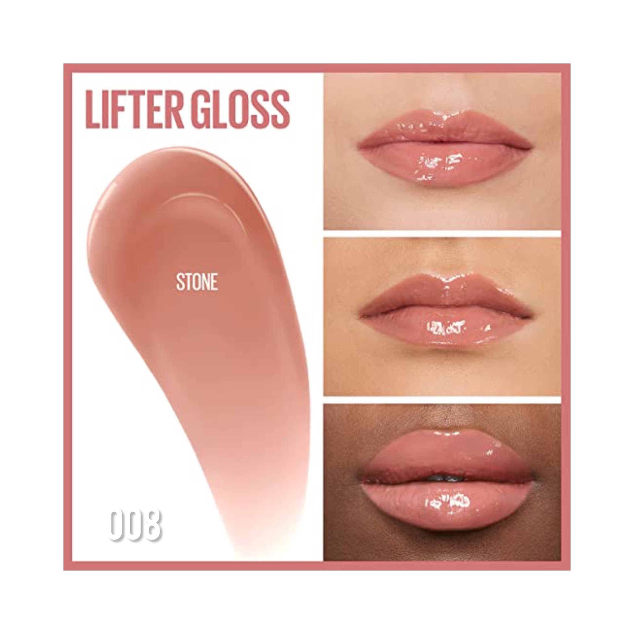 لیپ گلاس میبلین مدل لیفتر گلاس Lifter Gloss رنگ 008 STONE — تصویر ۲
