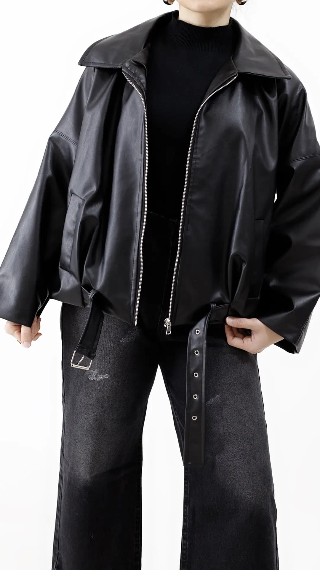 بامبر جکت چرم pull&bear — تصویر ۴