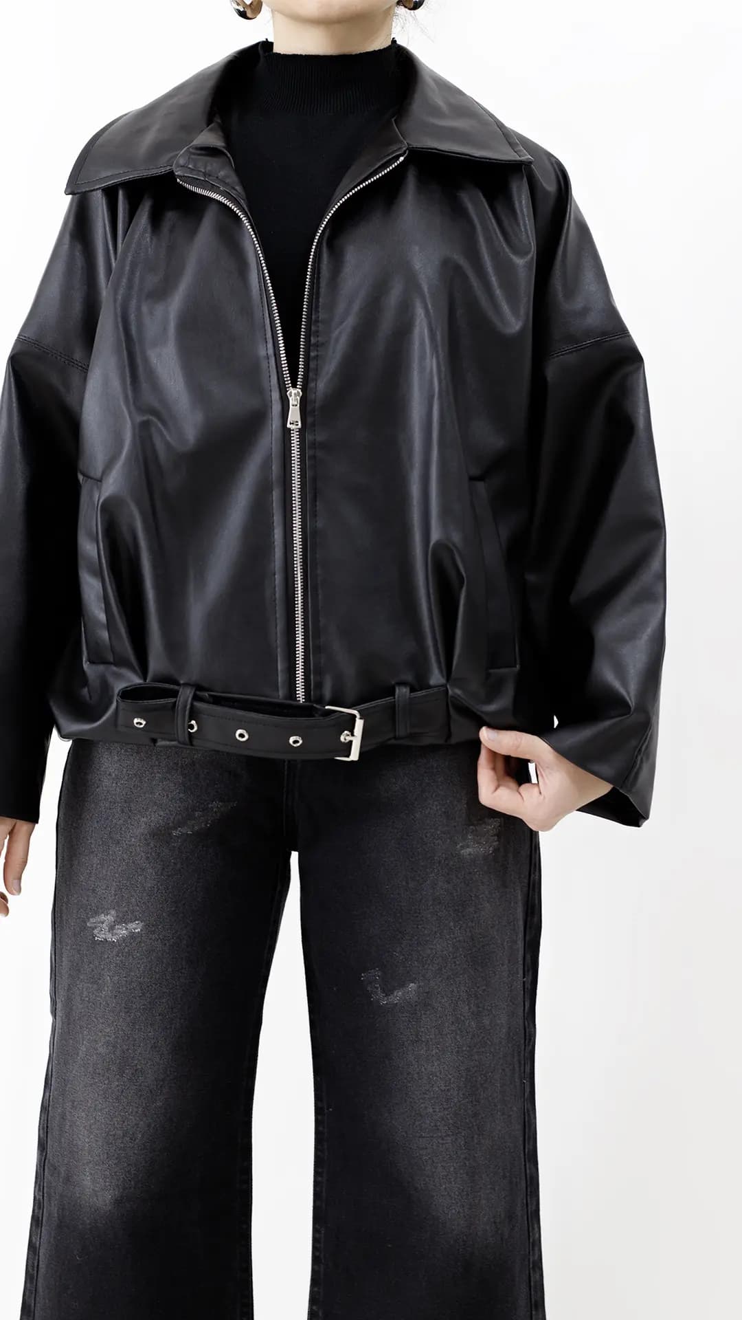 بامبر جکت چرم pull&bear — تصویر ۵