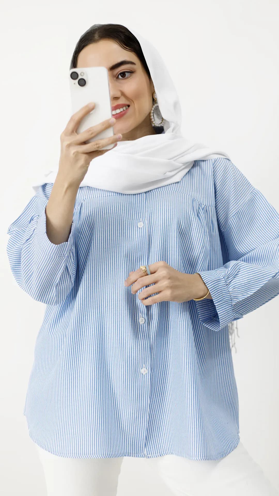 شومیز سینه چین راه راه — تصویر ۵