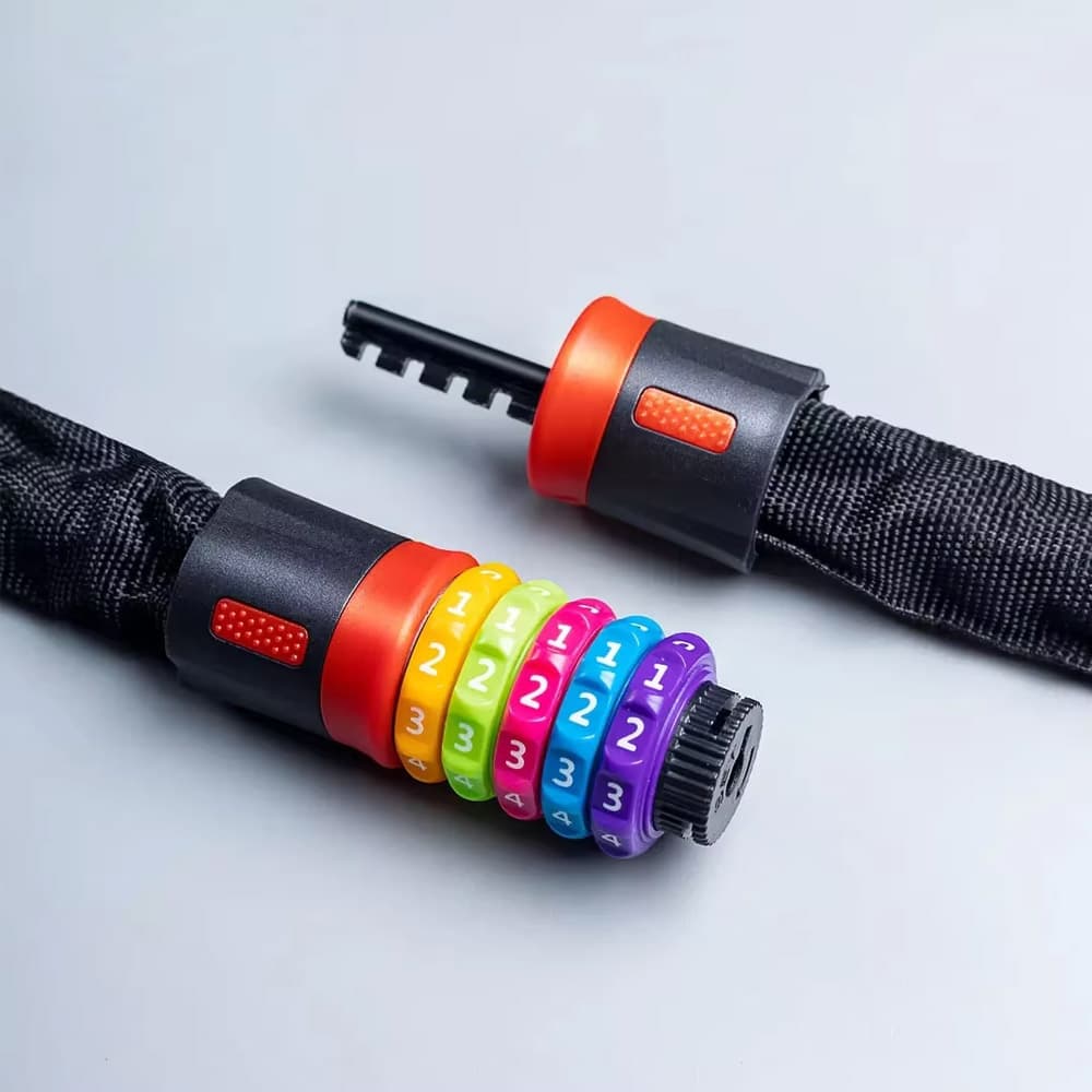 قفل رمزدار دوچرخه رنگین کمانی شیائومی مدل Xiaomi Youpin Lydsto Rainbow Lock Digital Chain Rope Bicycle — تصویر ۴