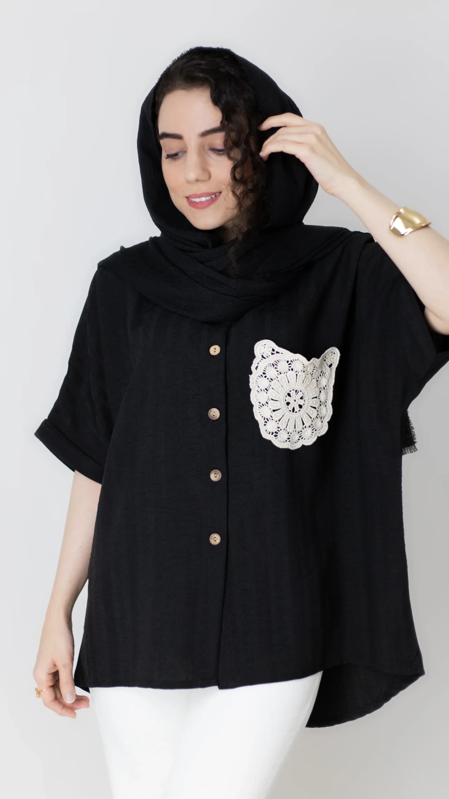 شومیز جیب مکرومه