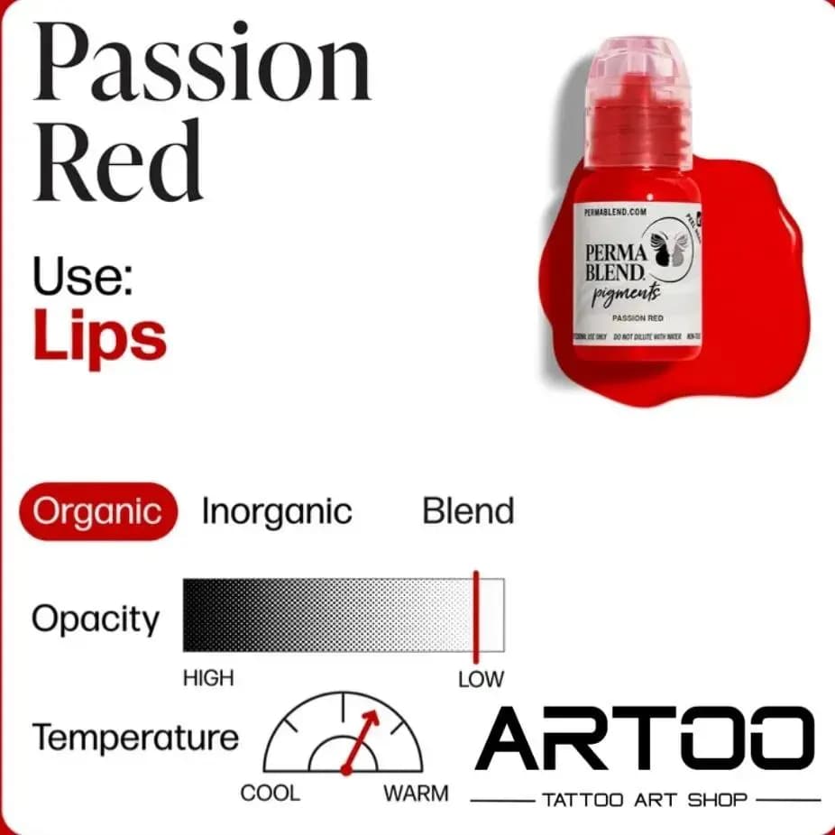 رنگ تتو پرمابلند پشن رد PERMA BLEND Passion Red — تصویر ۳