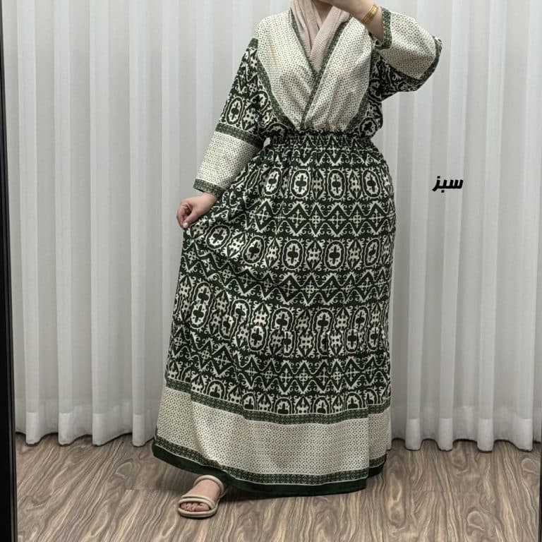پیراهن فلور بوگاتی چپ و راستی مدل جاجیم کد R1843 — تصویر ۲