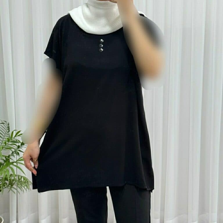 تاپ زنانه نخی ساده سایز بزرگ مناسب تا سایز 50