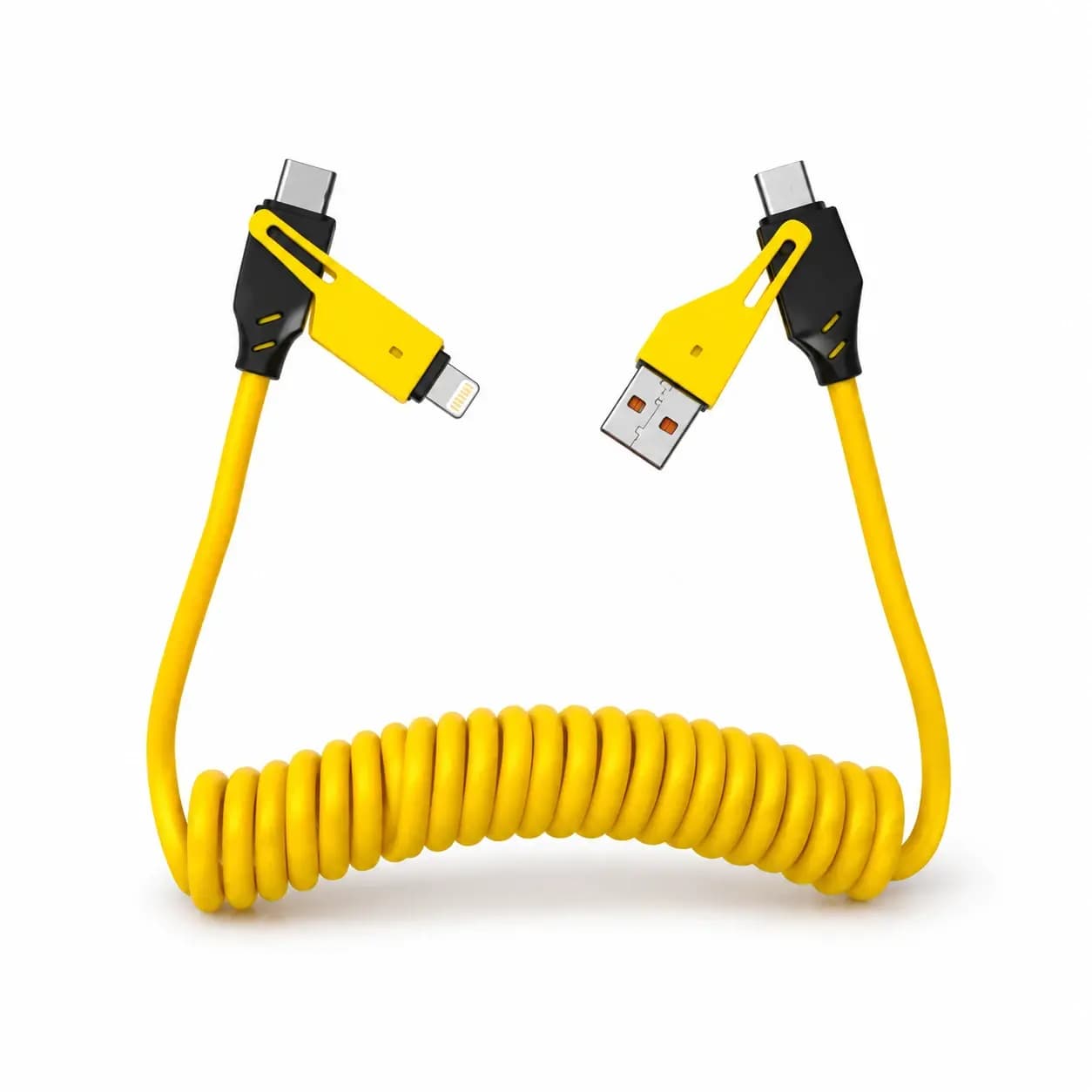 کابل ۴ کاره فنری فست شارژ 65 وات مدل S229 تبدیل Type-C و USB به لایتنینگ و Type-C — تصویر ۲