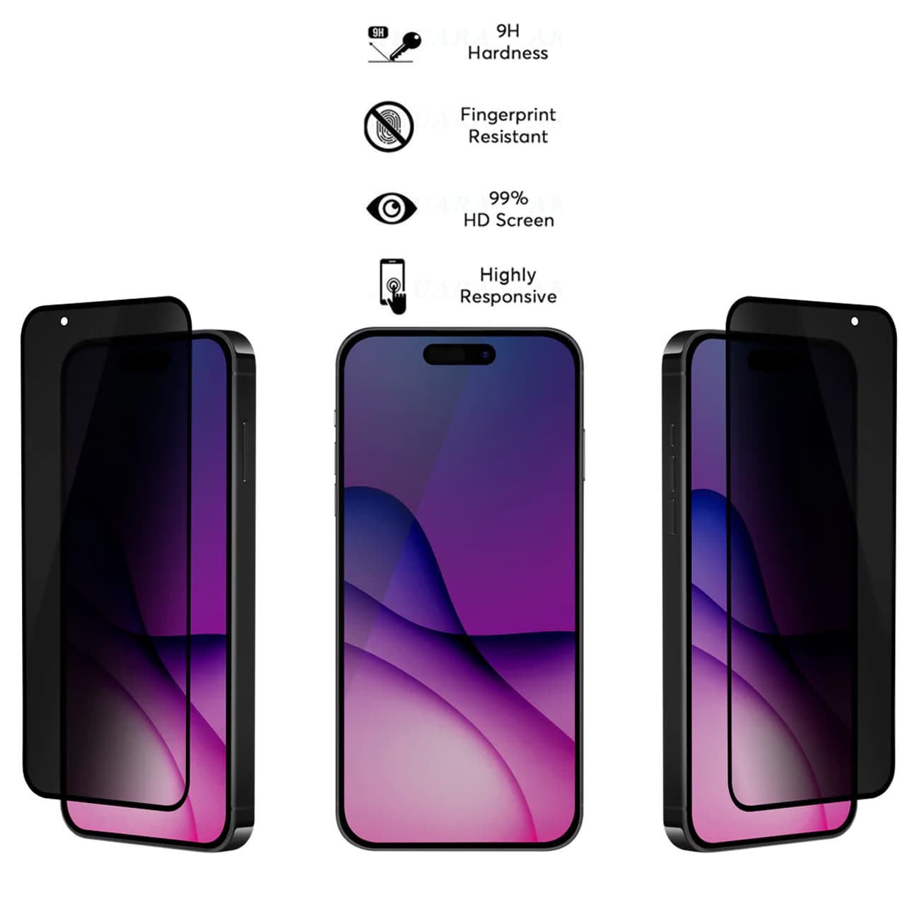 محافظ صفحه نمایش حریم شخصی آکوآرا مدل AKU pv1 مناسب برای گوشی موبایل اپل iPhone 16 — تصویر ۳