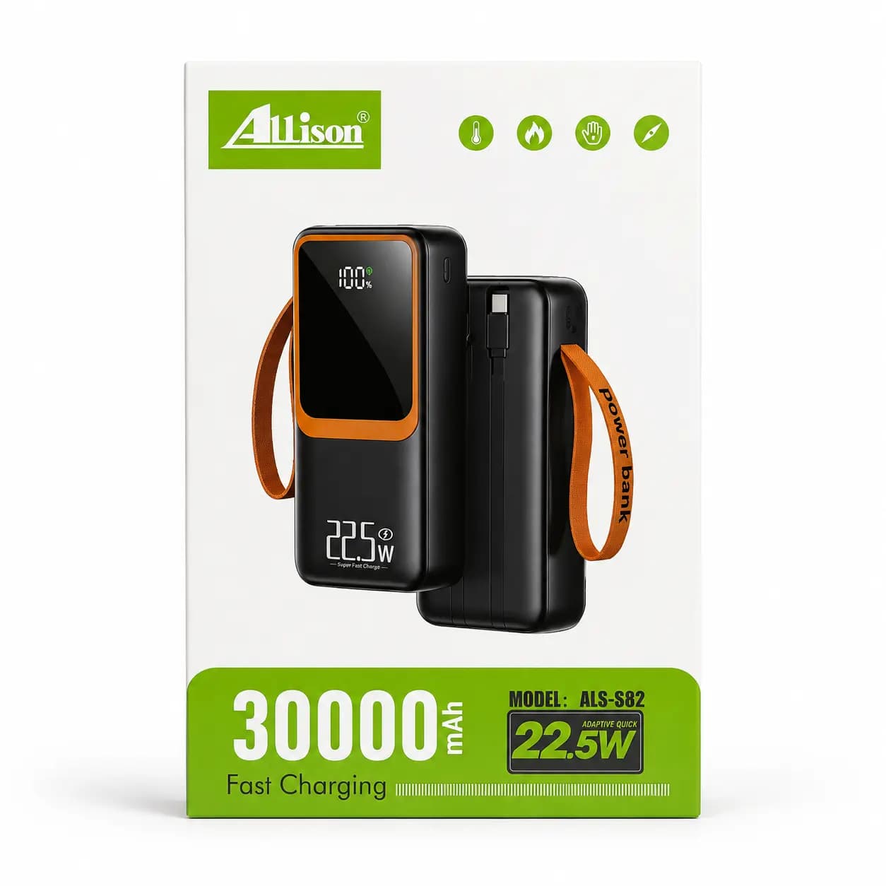 پاوربانک 30000 میلیآمپری الیسون مدل ALS-S82 | شارژ سریع 22.5 وات — تصویر ۴