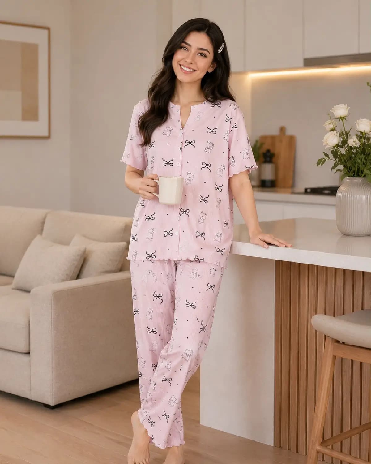 بلوز و شلوار زنانه پارچه کبریتی کد ۱۰۵۹