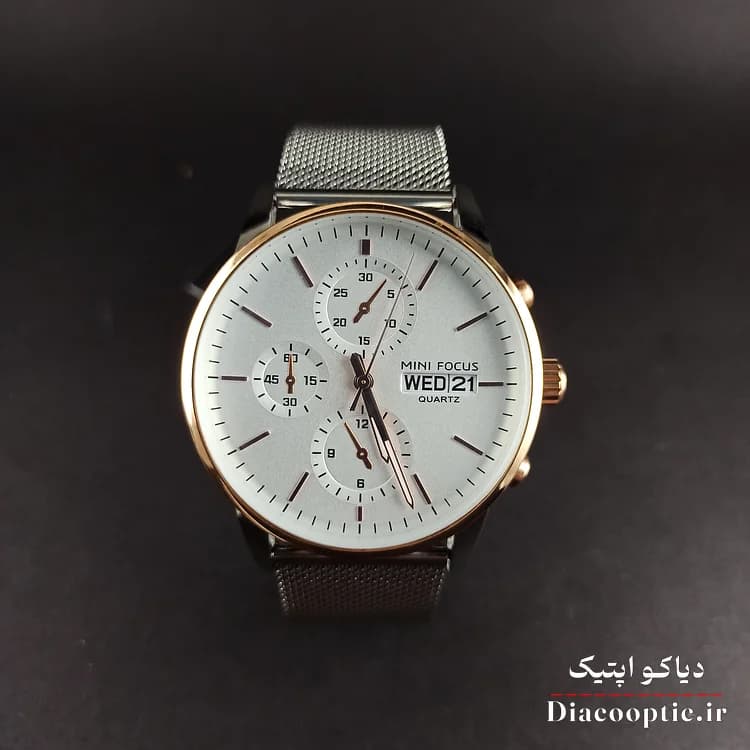 ساعت مچی مردانه اورجینال موتور ژاپن برند مینی فوکوس سه موتور مدل Mf0180G.04 بند حصیری — تصویر ۲