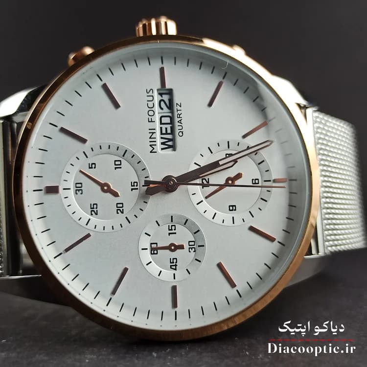 ساعت مچی مردانه اورجینال موتور ژاپن برند مینی فوکوس سه موتور مدل Mf0180G.04 بند حصیری — تصویر ۴
