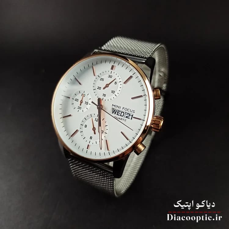 ساعت مچی مردانه اورجینال موتور ژاپن برند مینی فوکوس سه موتور مدل Mf0180G.04 بند حصیری — تصویر ۳