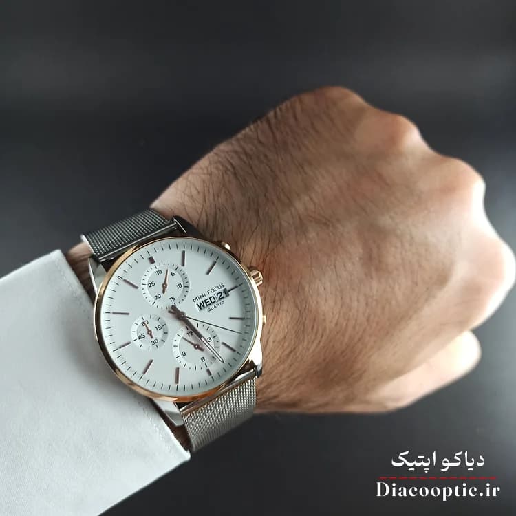 ساعت مچی مردانه اورجینال موتور ژاپن برند مینی فوکوس سه موتور مدل Mf0180G.04 بند حصیری — تصویر ۸