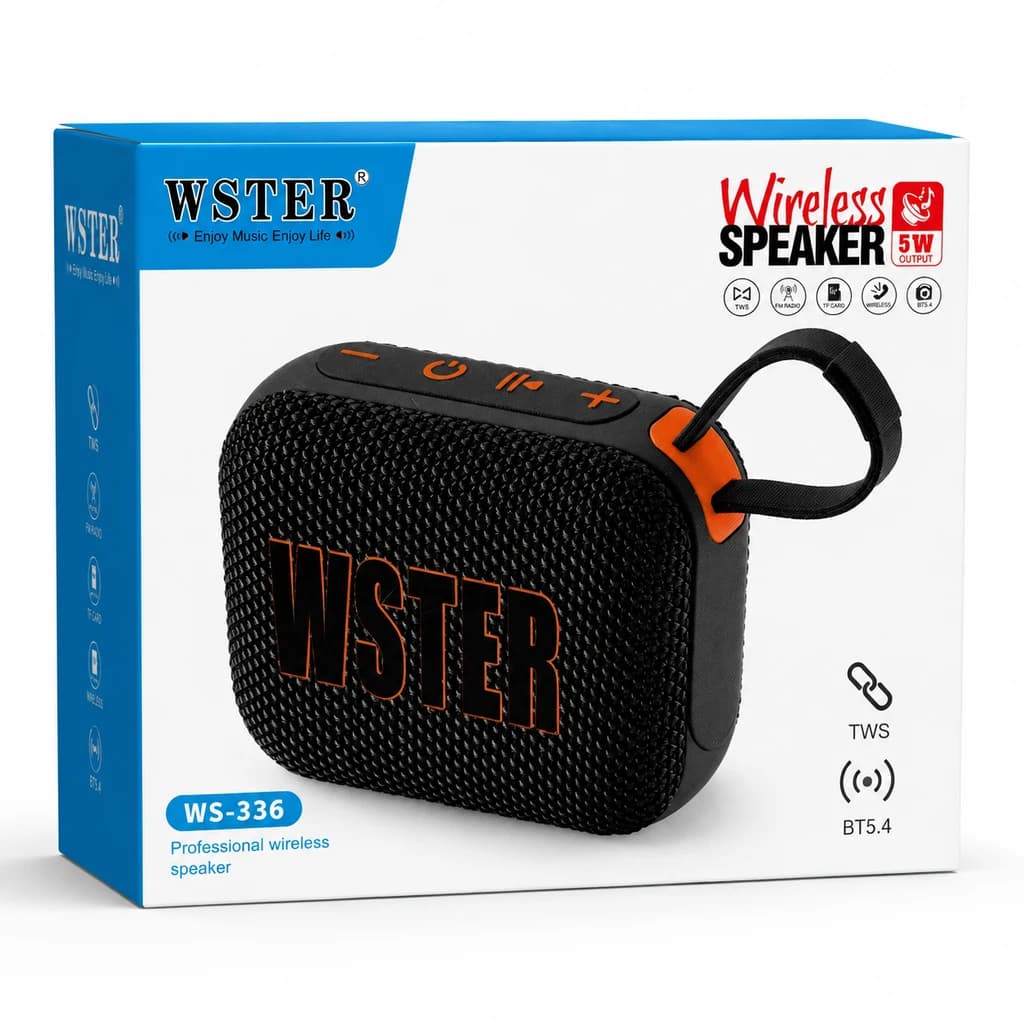 اسپیکر شارژی بلوتوثی کوچک WSTER WS-336 با فلش، رم و رادیو — تصویر ۴