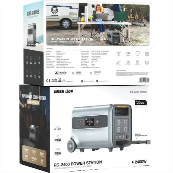پاور استیشن گرین لاین مدل Green Lion RG-2400 Power Station with 2400Wh 50000mAh LiFePO4 Battery — تصویر ۳