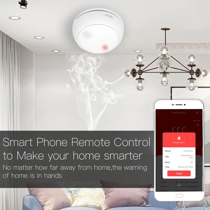 سنسور دود هوشمند Zigbee MOES – دتکتور آتشسوزی با آژیر ۸۵ دسیبل — تصویر ۳
